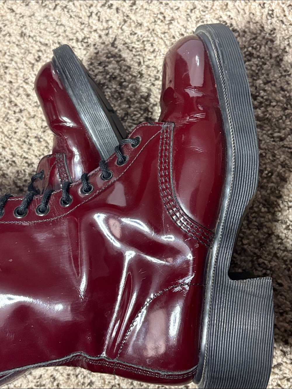 RARE Vintage Dr. Martens 9730/1420 knee-high boots in a burgundy patent leather - Picture 11 of 11